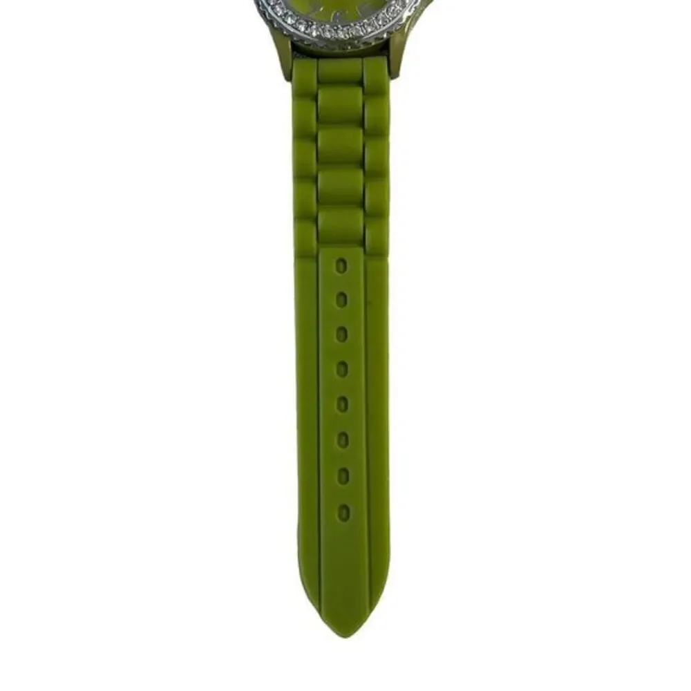 GENEVA 5573 Women's Watch Green Silicone Band Arabic Numerals Round‎ Face 9 in